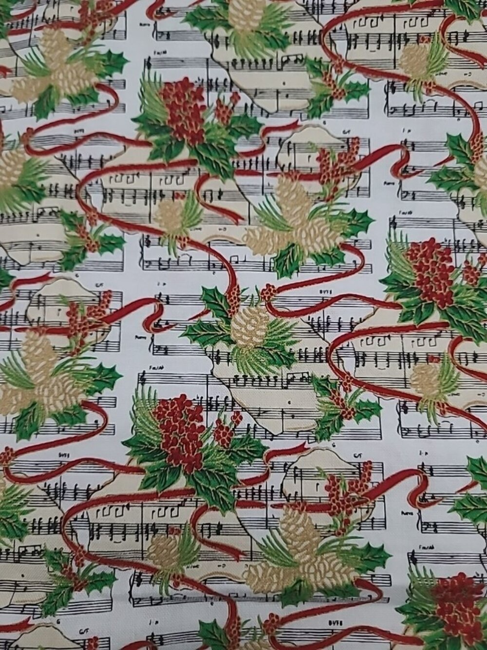 Seasons Greetings by Fabri-Quilt # 536 1 Yard Music Note Christmas Fabric